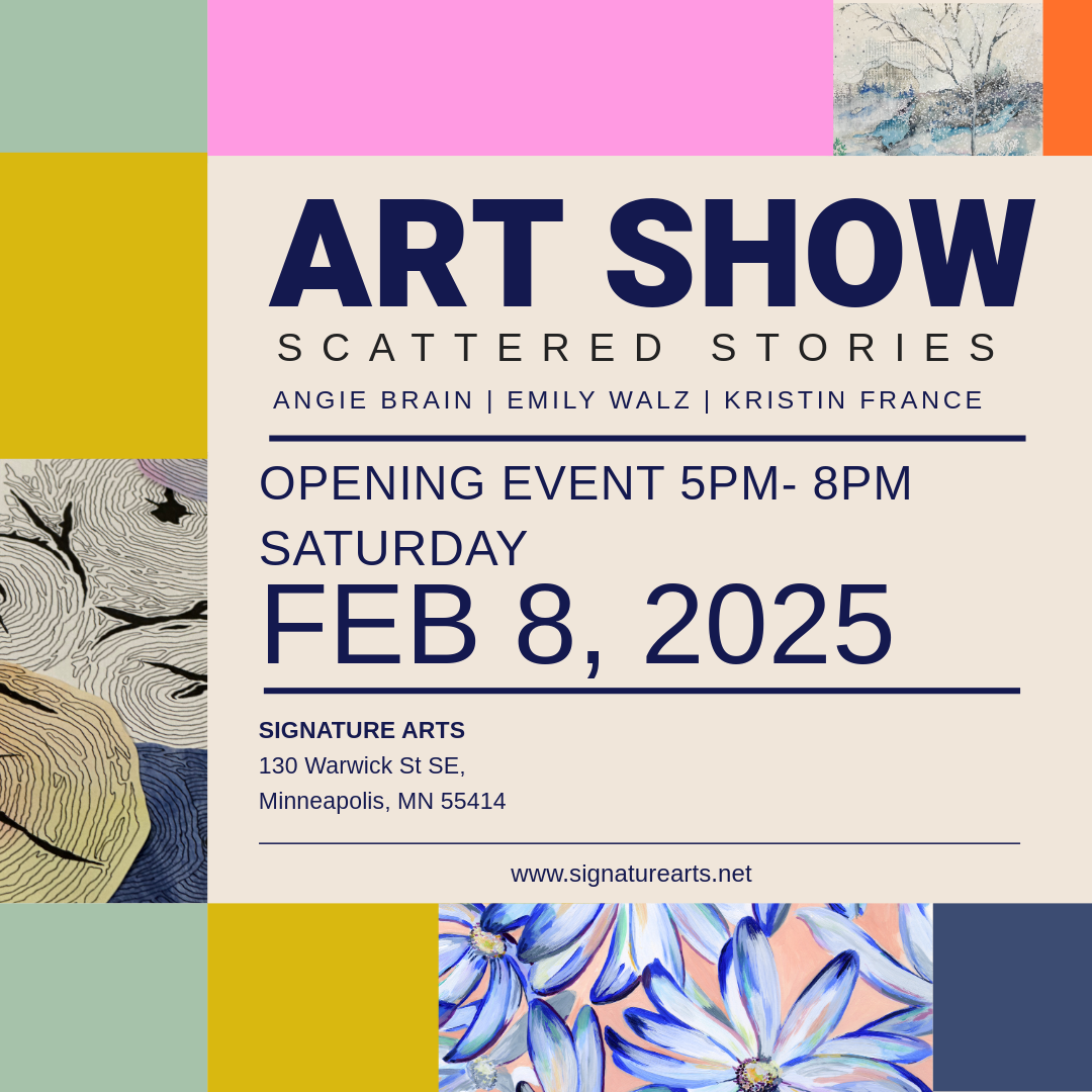 Art Show Scattered Stories Artwork by Kristin France, Angie Brain, and Emily Walz